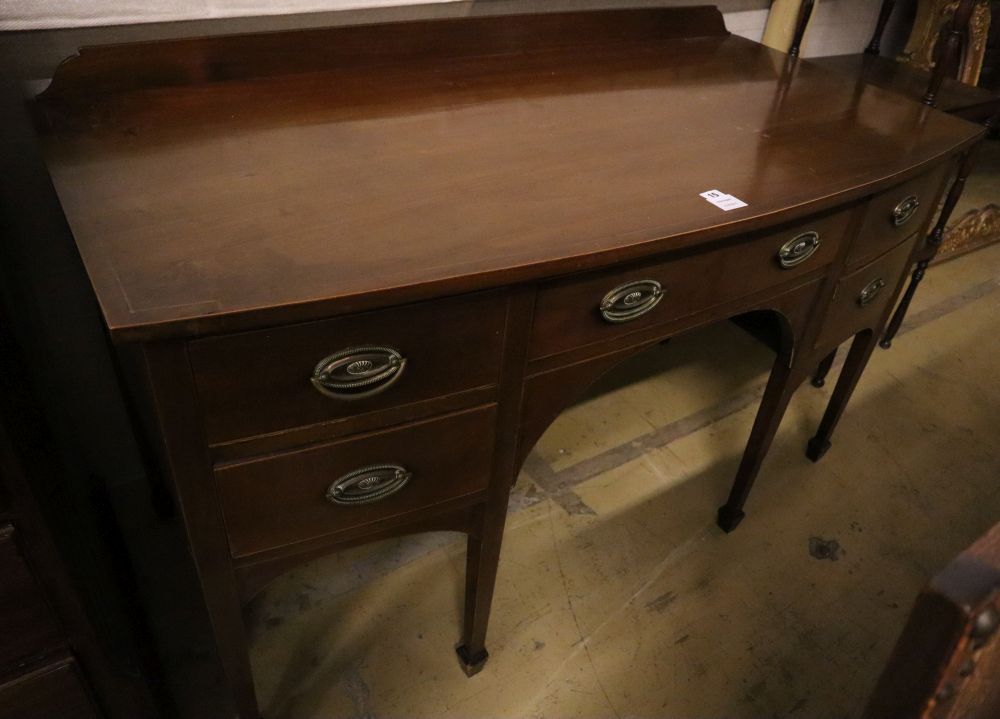 A George III mahogany bow fronted sideboard, width 137cm depth 67cm height 84cm